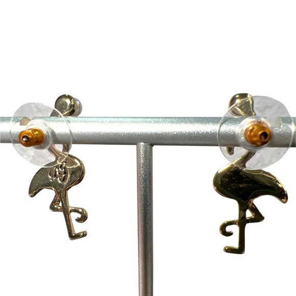 Betsey Johnson Pink Flamingo Stud Earrings Santa Hat Pearl Christmas Whimsical - Picture 7 of 11